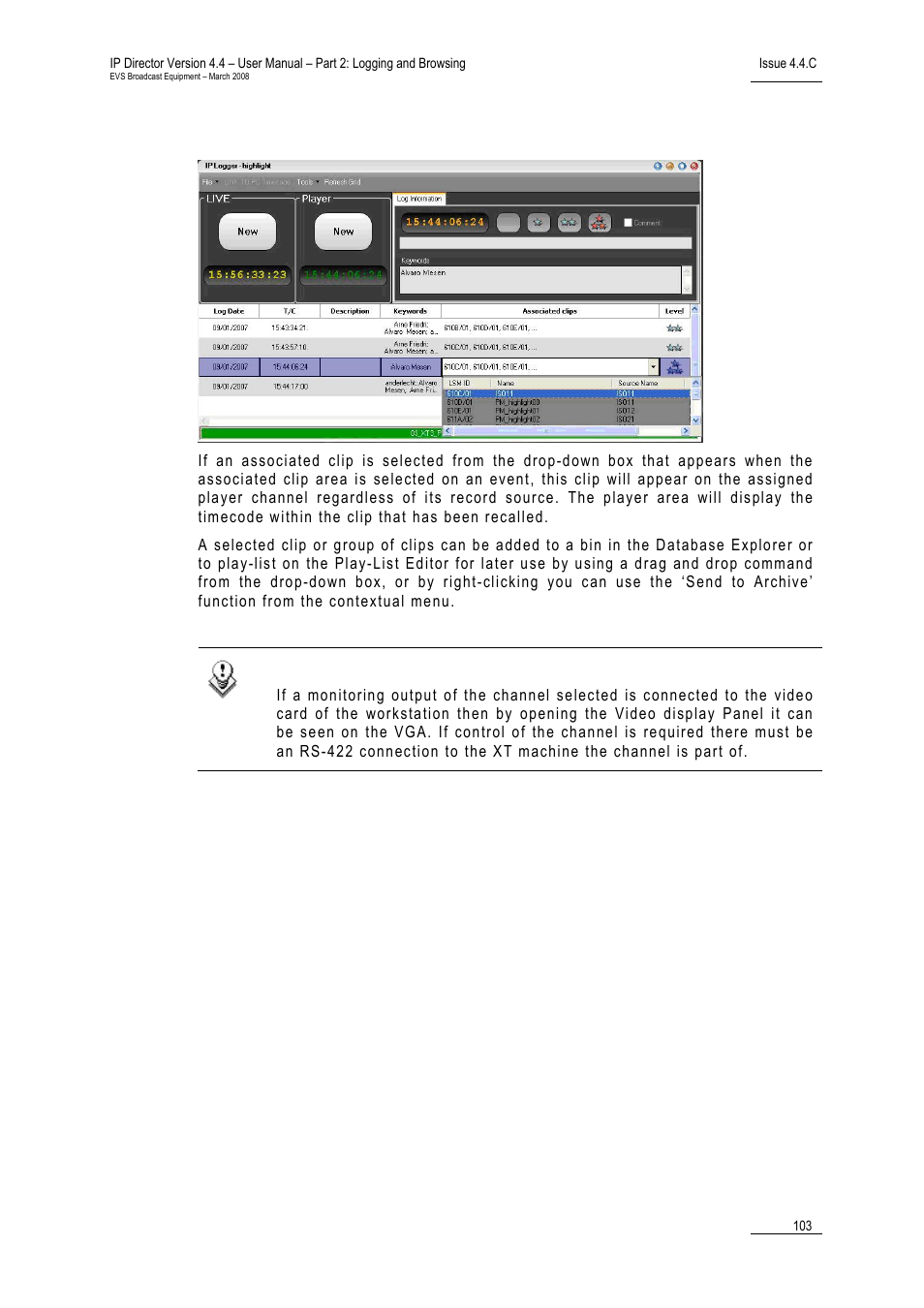 9 how to recall an associated clip, How to recall an associated clip, Ow to | Ecall an, Ssociated | EVS IPDirector Version 4.4 - March 2008 Part 2 User's Manual User Manual | Page 116 / 136