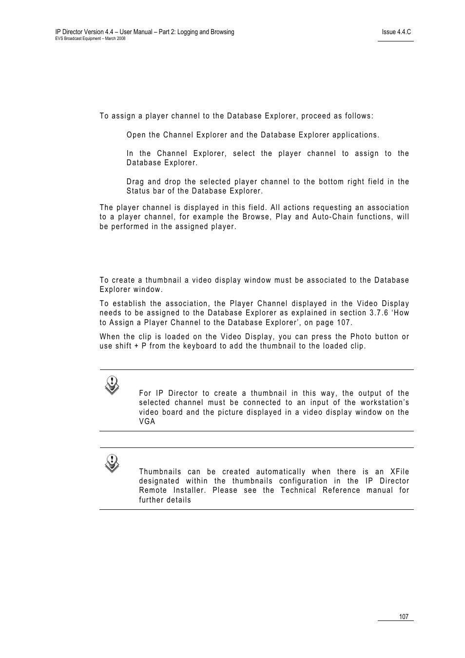 7 how to create thumbnails in database explorer, How to create thumbnails in database explorer | EVS IPDirector Version 4.4 - March 2008 Part 2 User's Manual User Manual | Page 120 / 136