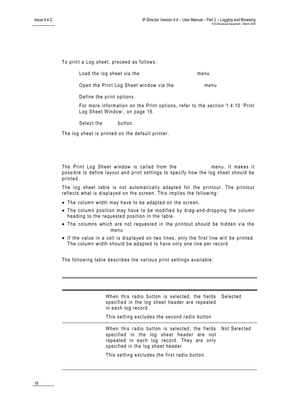 9 how to print a log sheet, 10 print log sheet window, How to print a log sheet | Print log sheet window, 10 p, Ow to, Rint a, Heet, Rint, Indow | EVS IPDirector Version 4.4 - March 2008 Part 2 User's Manual User Manual | Page 29 / 136