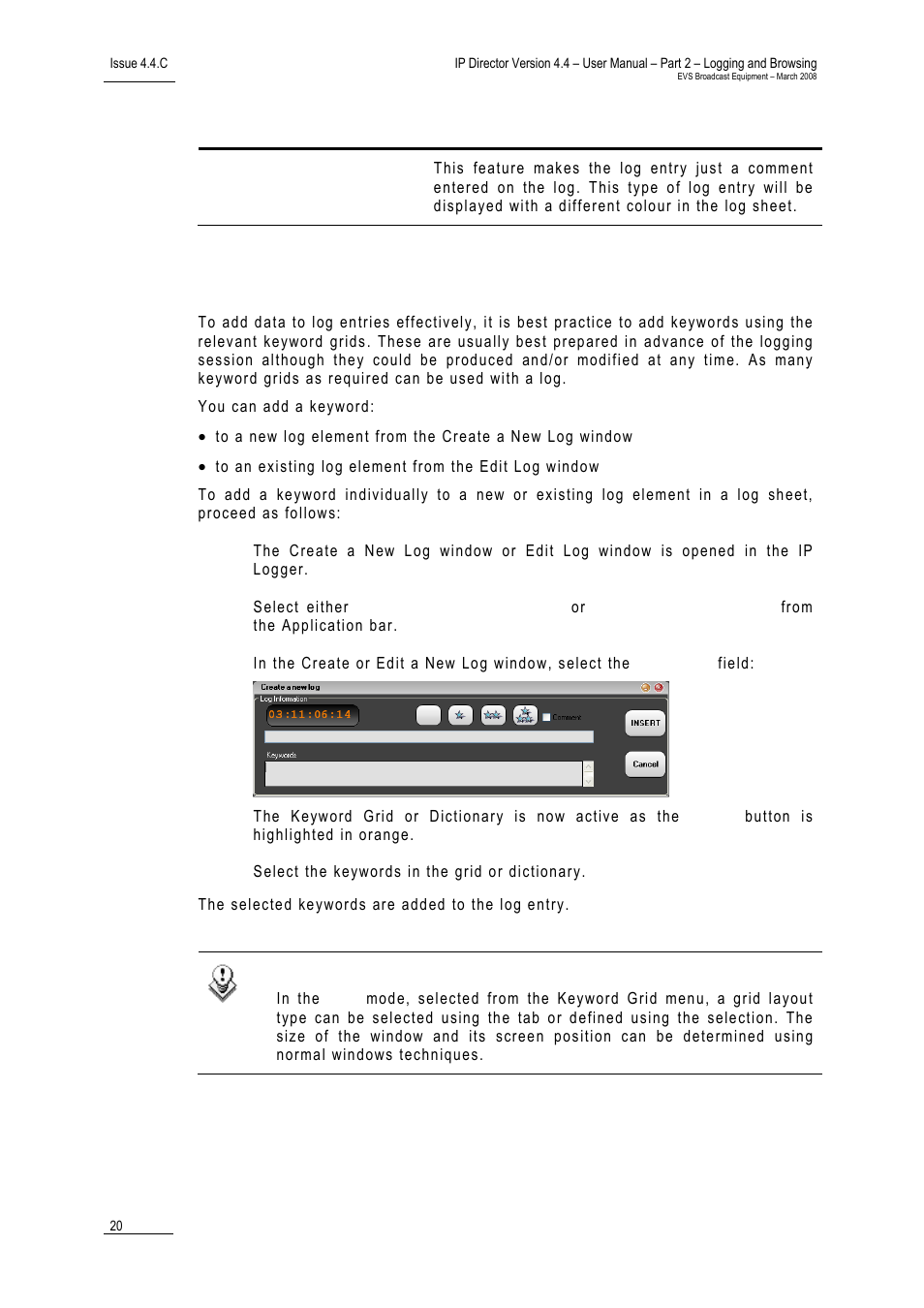 3 how to add keywords specifically to a log entry, How to add keywords specifically to a log entry, Ow to | Eywords, Pecifically to a, Ntry | EVS IPDirector Version 4.4 - March 2008 Part 2 User's Manual User Manual | Page 33 / 136