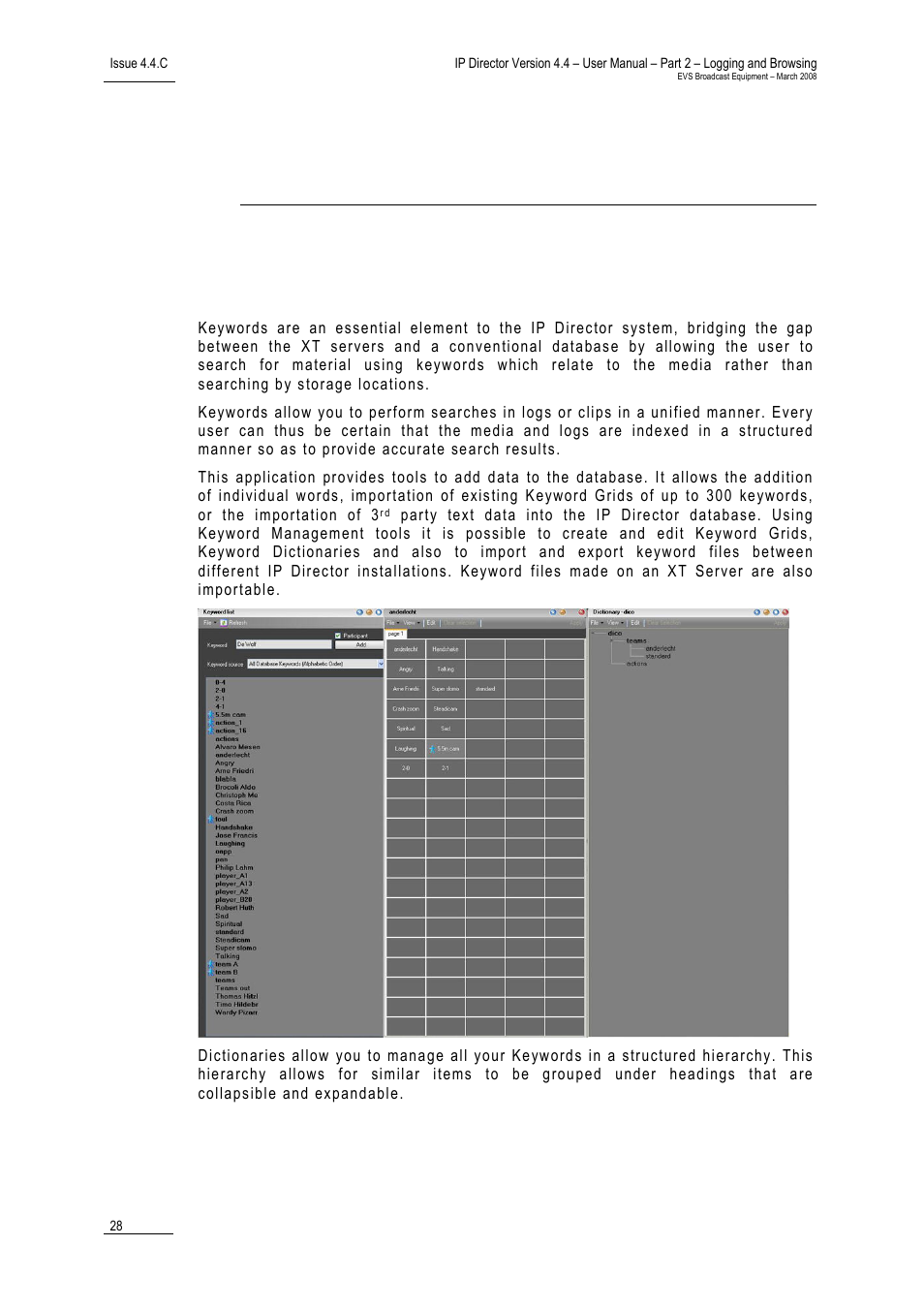 Keyword management, 1 introduction | EVS IPDirector Version 4.4 - March 2008 Part 2 User's Manual User Manual | Page 41 / 136