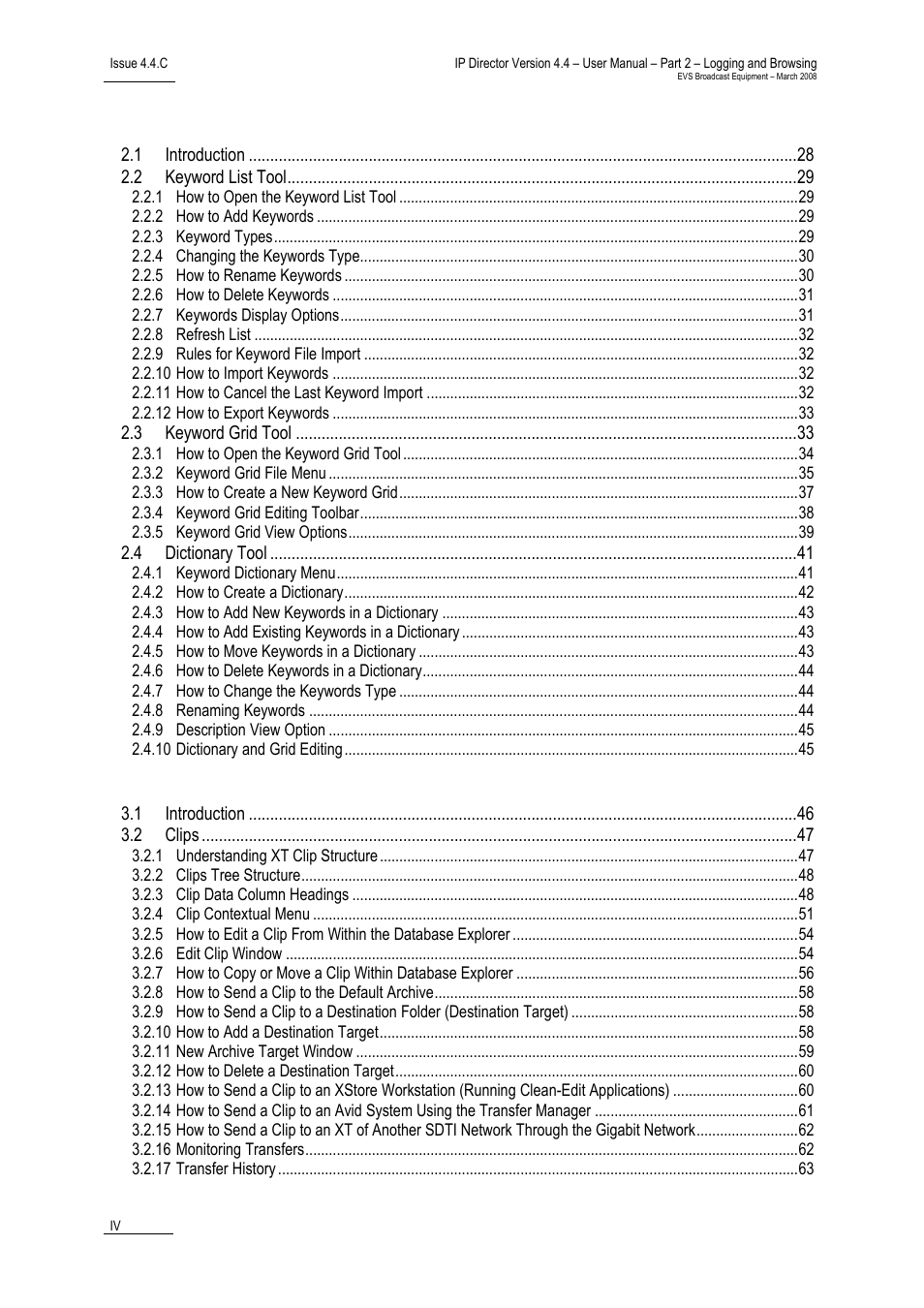 Keyword management, Database explorer | EVS IPDirector Version 4.4 - March 2008 Part 2 User's Manual User Manual | Page 5 / 136