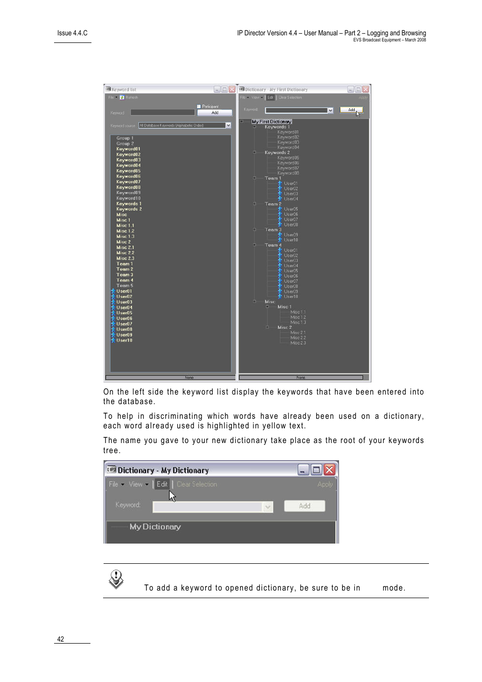 2 how to create a dictionary, How to create a dictionary, Ow to | Reate a, Ictionary | EVS IPDirector Version 4.4 - March 2008 Part 2 User's Manual User Manual | Page 55 / 136