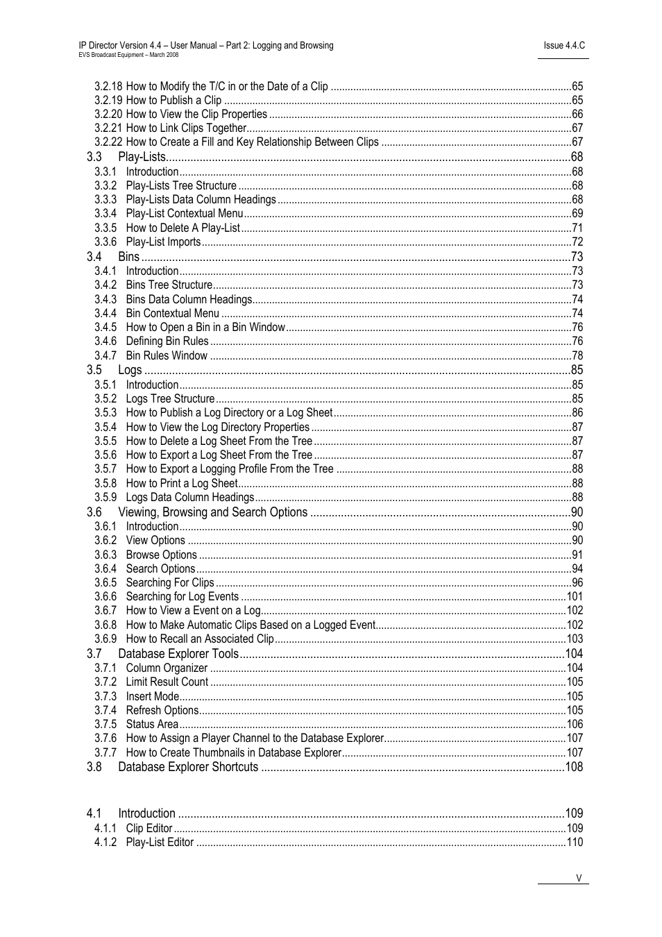 Mini database explorer | EVS IPDirector Version 4.4 - March 2008 Part 2 User's Manual User Manual | Page 6 / 136
