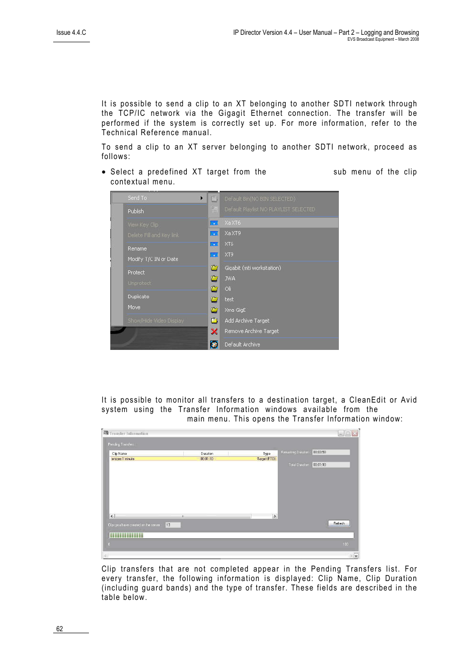 16 monitoring transfers, Monitoring transfers, 15 h | Sdti, 16 m | EVS IPDirector Version 4.4 - March 2008 Part 2 User's Manual User Manual | Page 75 / 136