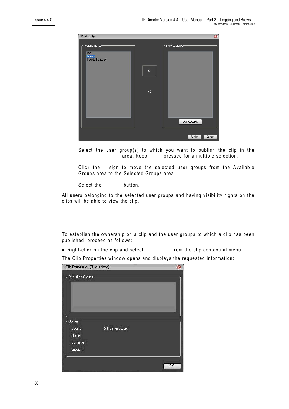 20 how to view the clip properties, How to view the clip properties, 20 h | Ow to, Iew the, Roperties | EVS IPDirector Version 4.4 - March 2008 Part 2 User's Manual User Manual | Page 79 / 136