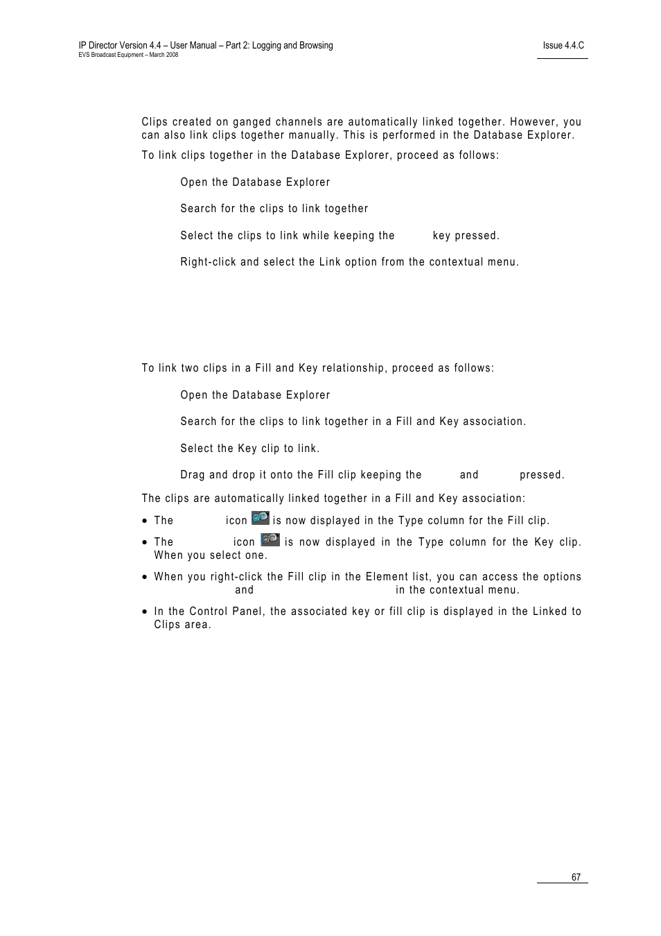 21 how to link clips together, How to link clips together, 21 h | 22 h, Ow to, Lips, Ogether, Reate a, Ill and, Elationship | EVS IPDirector Version 4.4 - March 2008 Part 2 User's Manual User Manual | Page 80 / 136