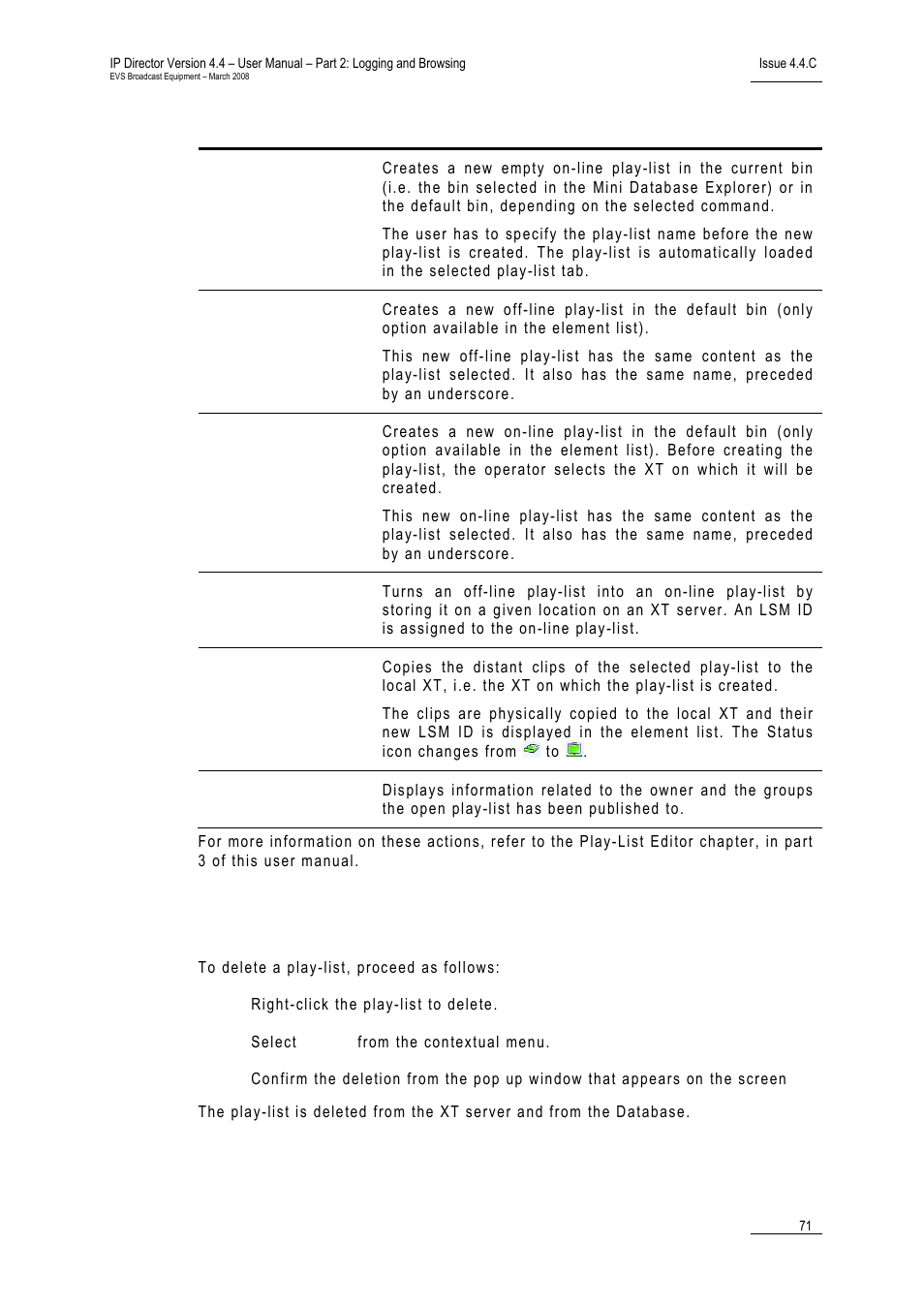 5 how to delete a play-list, How to delete a play-list, Ow to | Elete | EVS IPDirector Version 4.4 - March 2008 Part 2 User's Manual User Manual | Page 84 / 136