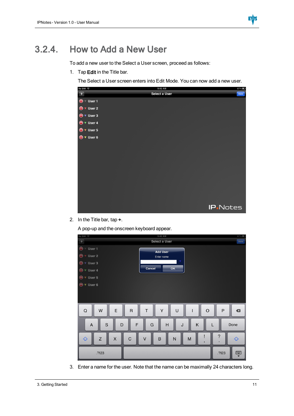 How to add a new user | EVS IPNotes Version 1.0 - November 2012 User Manual User Manual | Page 16 / 70