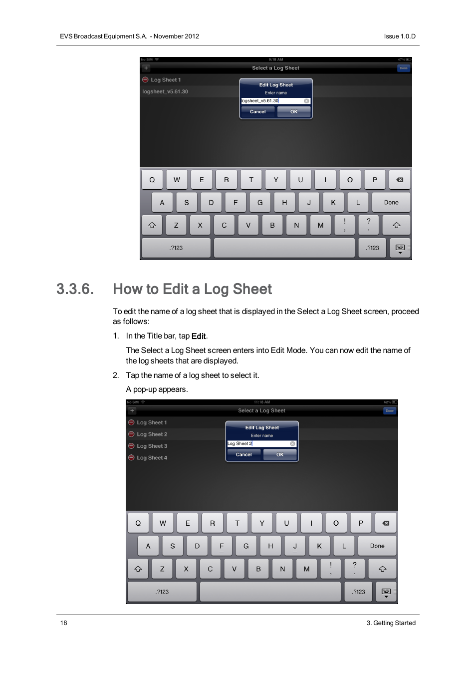 How to edit a log sheet | EVS IPNotes Version 1.0 - November 2012 User Manual User Manual | Page 23 / 70