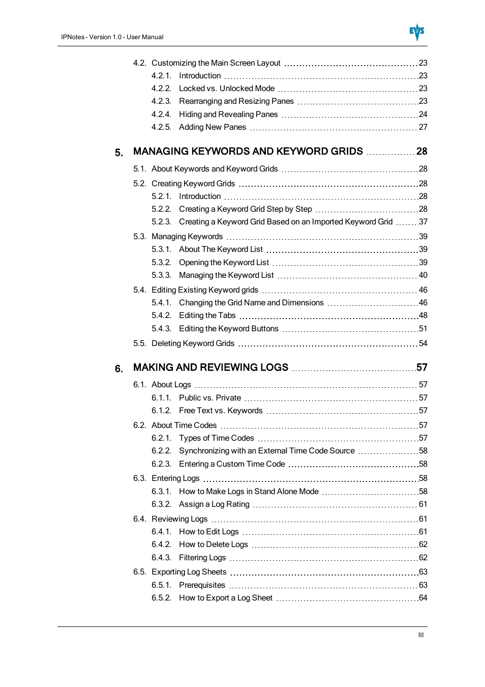 EVS IPNotes Version 1.0 - November 2012 User Manual User Manual | Page 4 / 70