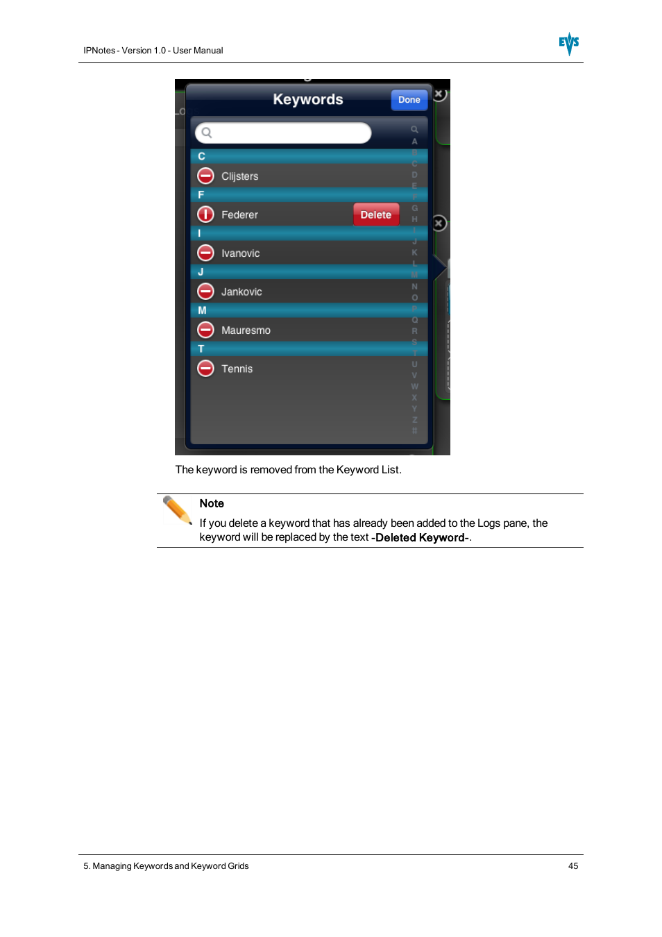 EVS IPNotes Version 1.0 - November 2012 User Manual User Manual | Page 50 / 70
