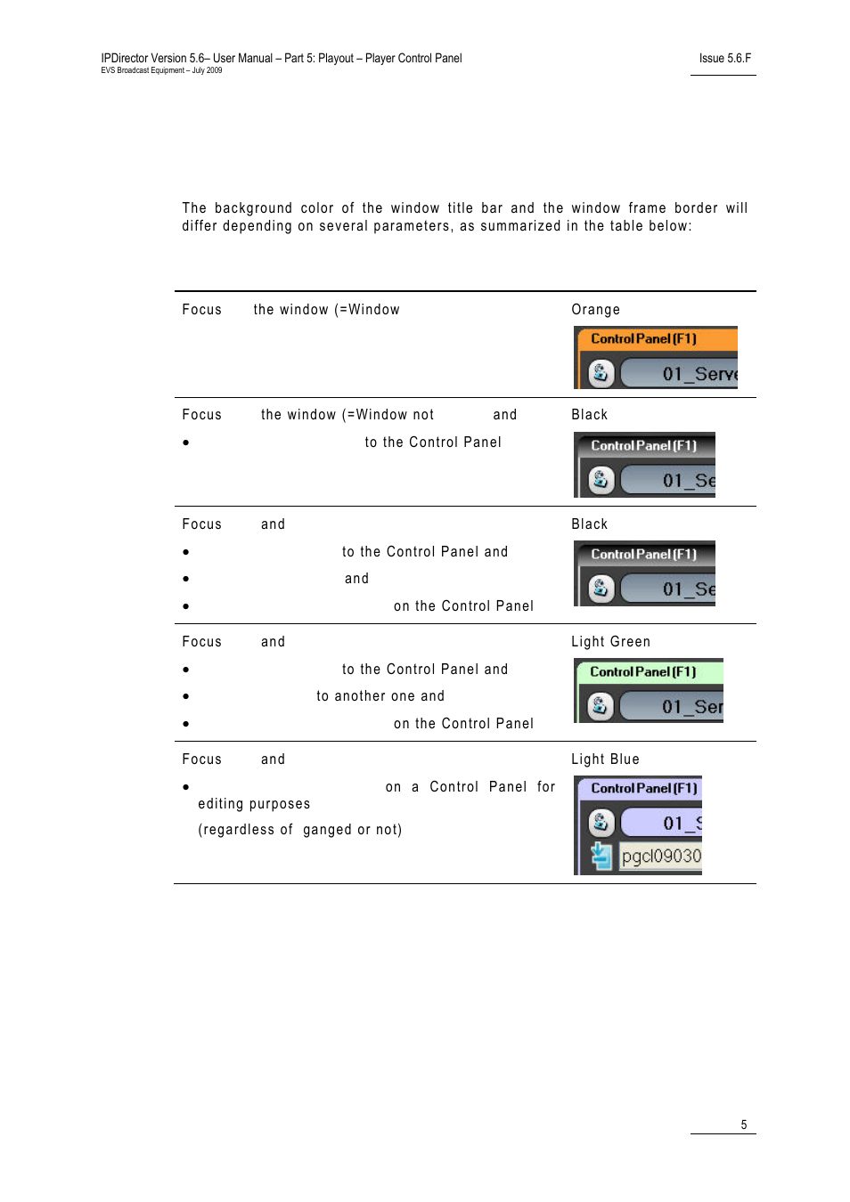 3 channel mode display, Background color of window outline, Channel mode display | Hannel, Isplay | EVS IPDirector Version 5.6 - May 2009 Part 5 User's Manual User Manual | Page 16 / 103