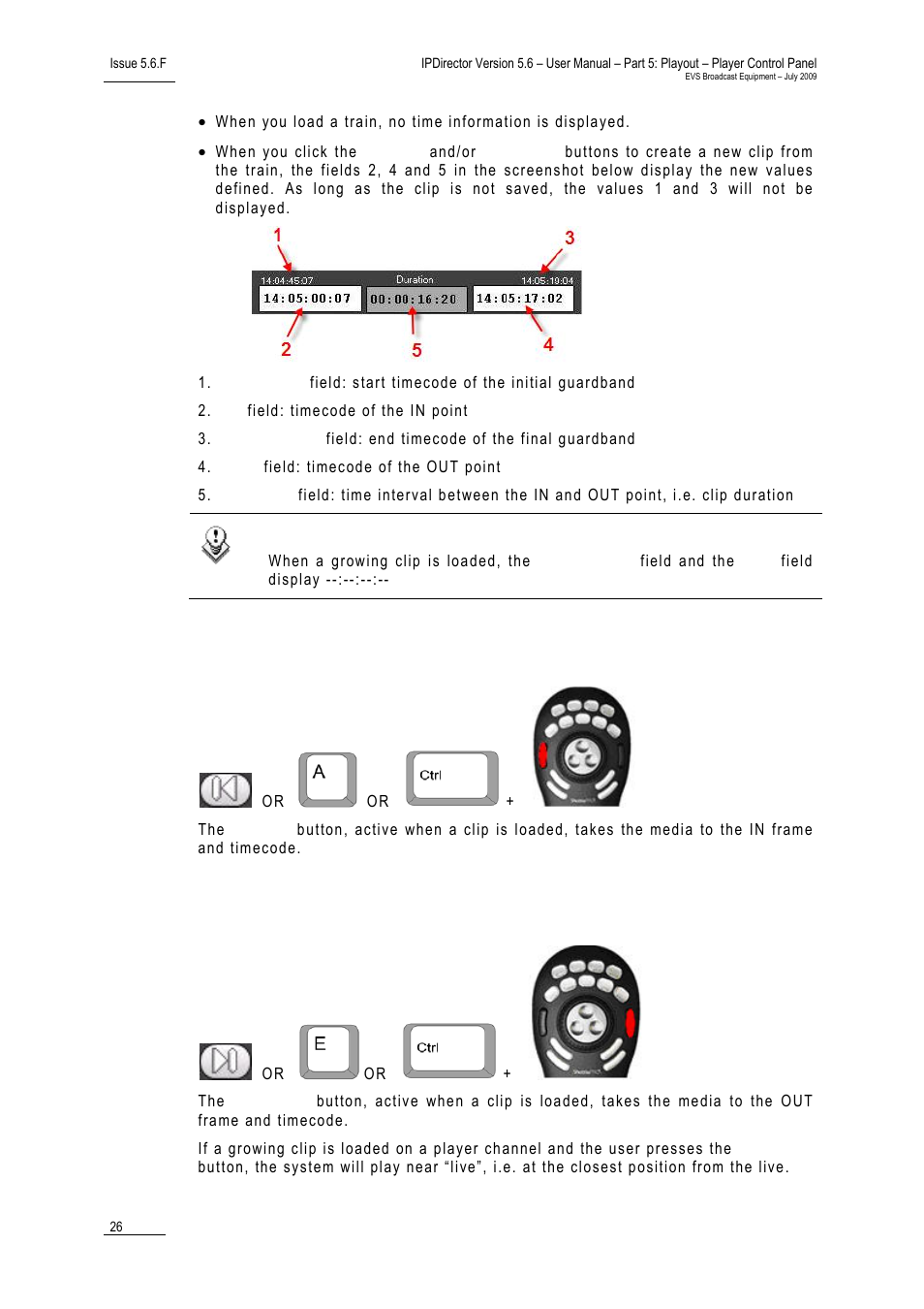 2 goto in button, 3 goto out button, Goto in button | Goto out button, Utton | EVS IPDirector Version 5.6 - May 2009 Part 5 User's Manual User Manual | Page 37 / 103