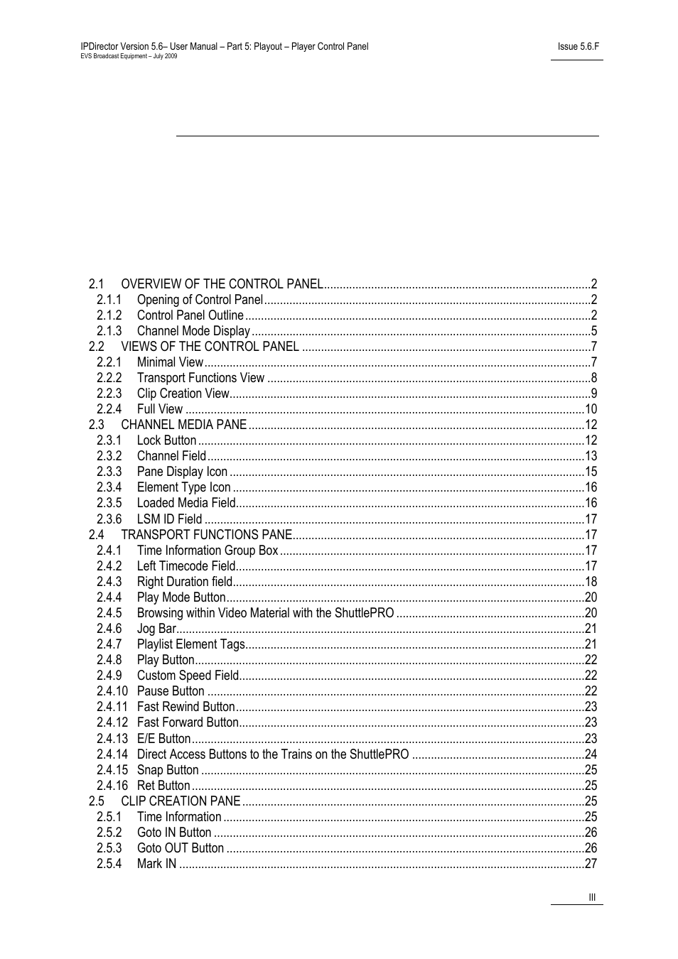 EVS IPDirector Version 5.6 - May 2009 Part 5 User's Manual User Manual | Page 4 / 103