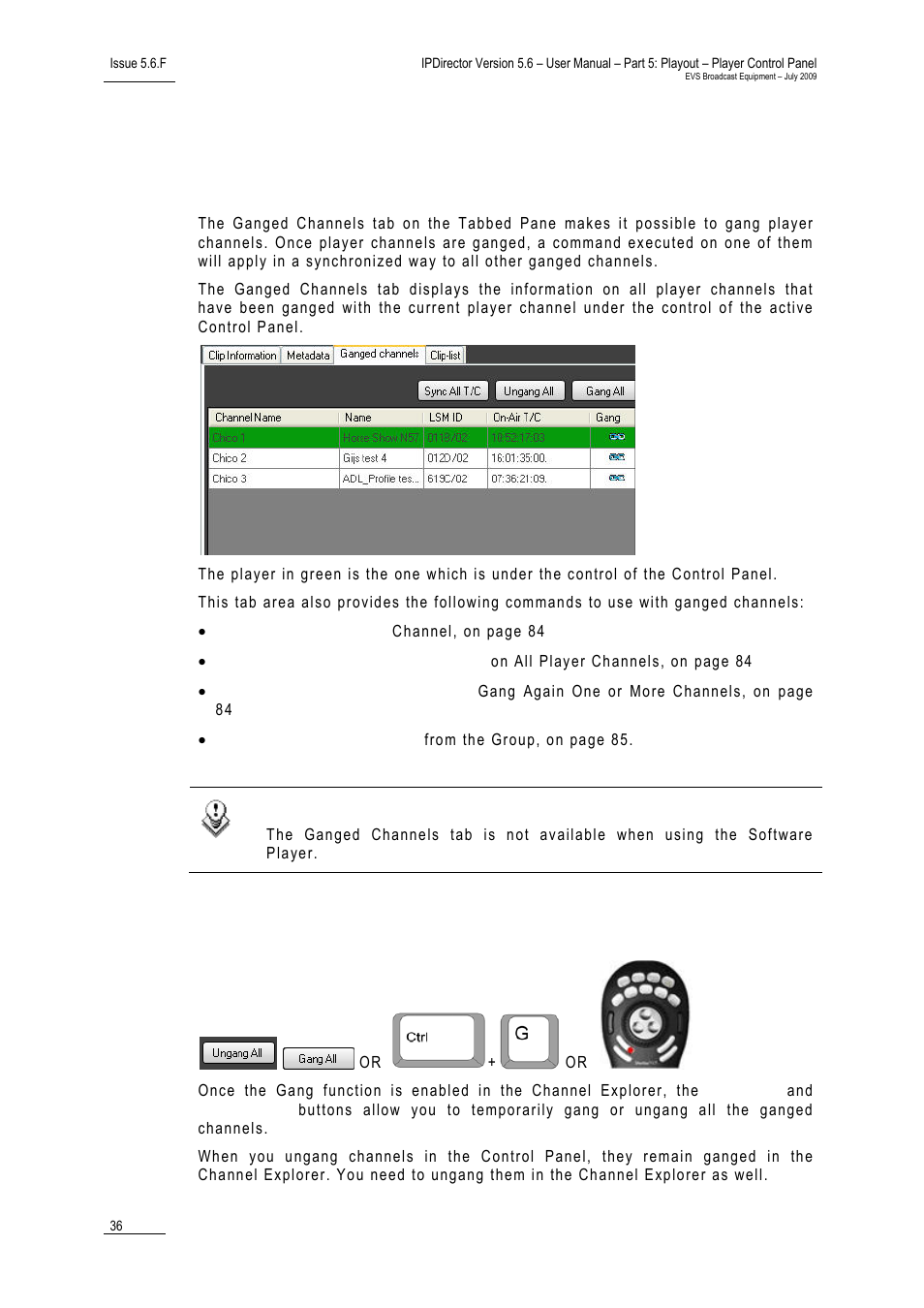 8 ganged channels tab, 1 gang function, Cp_gangedchannelstab | Ganged channels tab, Gang function, 8 ‘ganged channels tab, Unction | EVS IPDirector Version 5.6 - May 2009 Part 5 User's Manual User Manual | Page 47 / 103