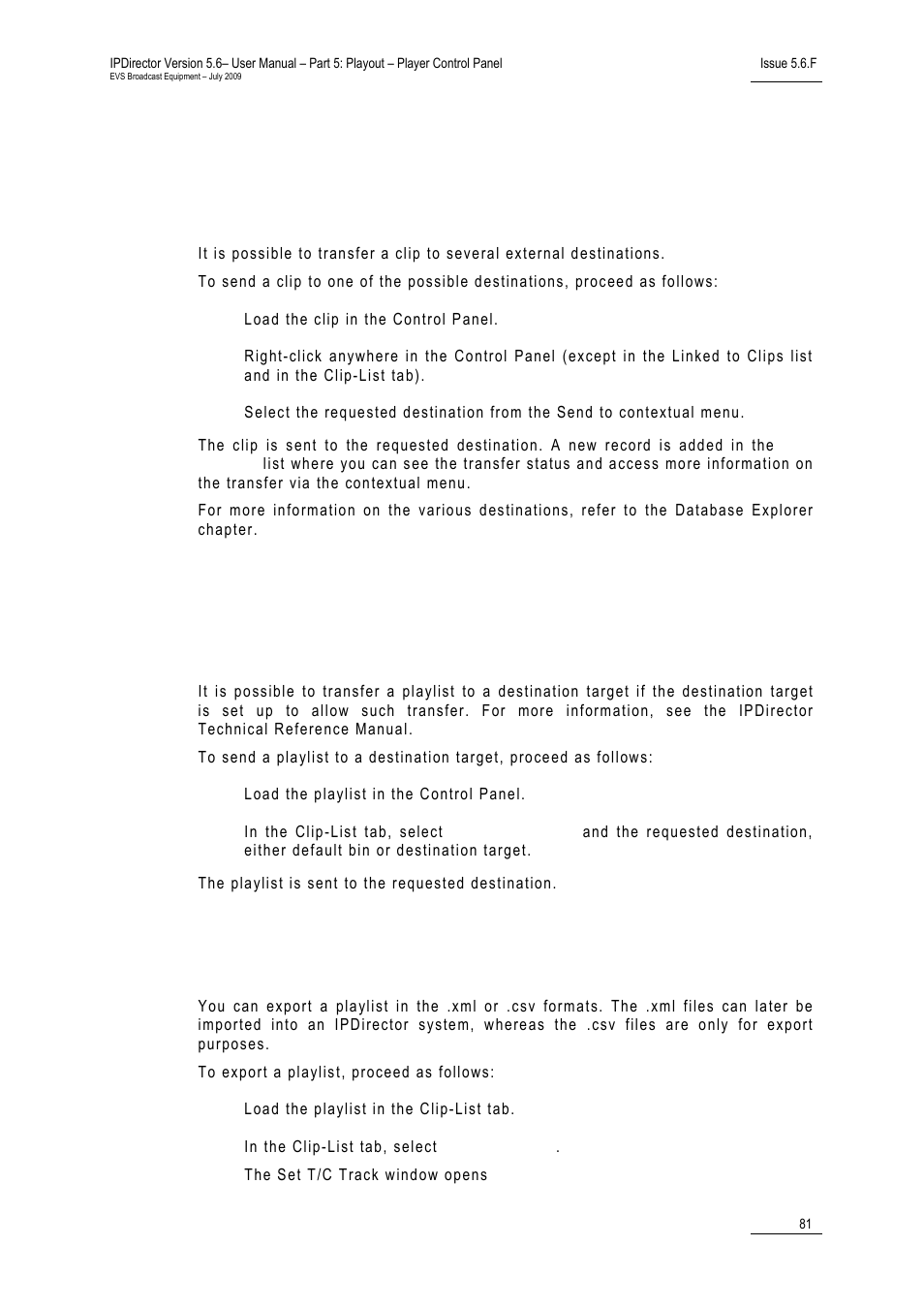 2 how to send a clip to an external destination, 4 how to export a playlist, Cp_exportpl | How to send a clip to an external destination, How to send a playlist to an external destination, How to export a playlist, 4 ‘how to export a playlist | EVS IPDirector Version 5.6 - May 2009 Part 5 User's Manual User Manual | Page 92 / 103