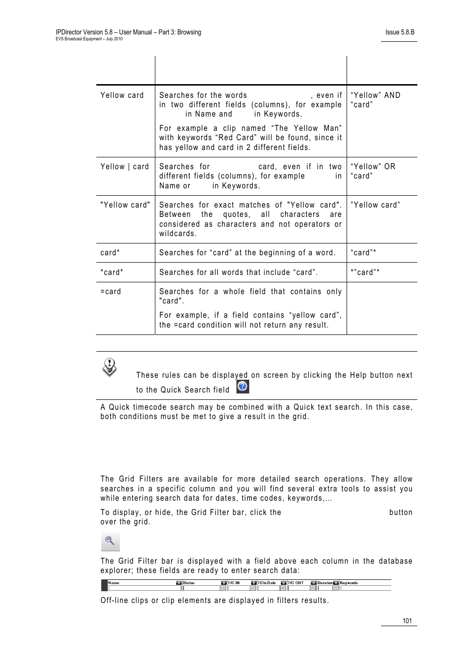 5 grid filters, Grid filters, 5 ‘grid filters | EVS IPDirector Version 5.8 - July 2010 Part 3 User's Manual User Manual | Page 112 / 137