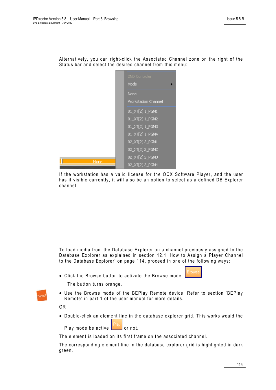 2 from the status bar of the database explorer, 2 loading media, From the status bar of the database explorer | Loading media, 2 us | EVS IPDirector Version 5.8 - July 2010 Part 3 User's Manual User Manual | Page 126 / 137