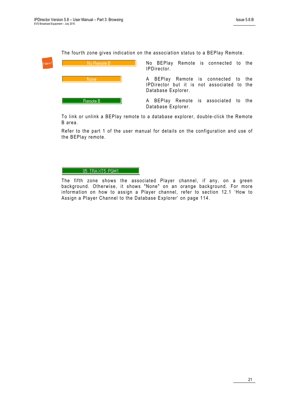 Associated beplay remote zone, 5 associated channel zone, Associated channel zone | EVS IPDirector Version 5.8 - July 2010 Part 3 User's Manual User Manual | Page 32 / 137