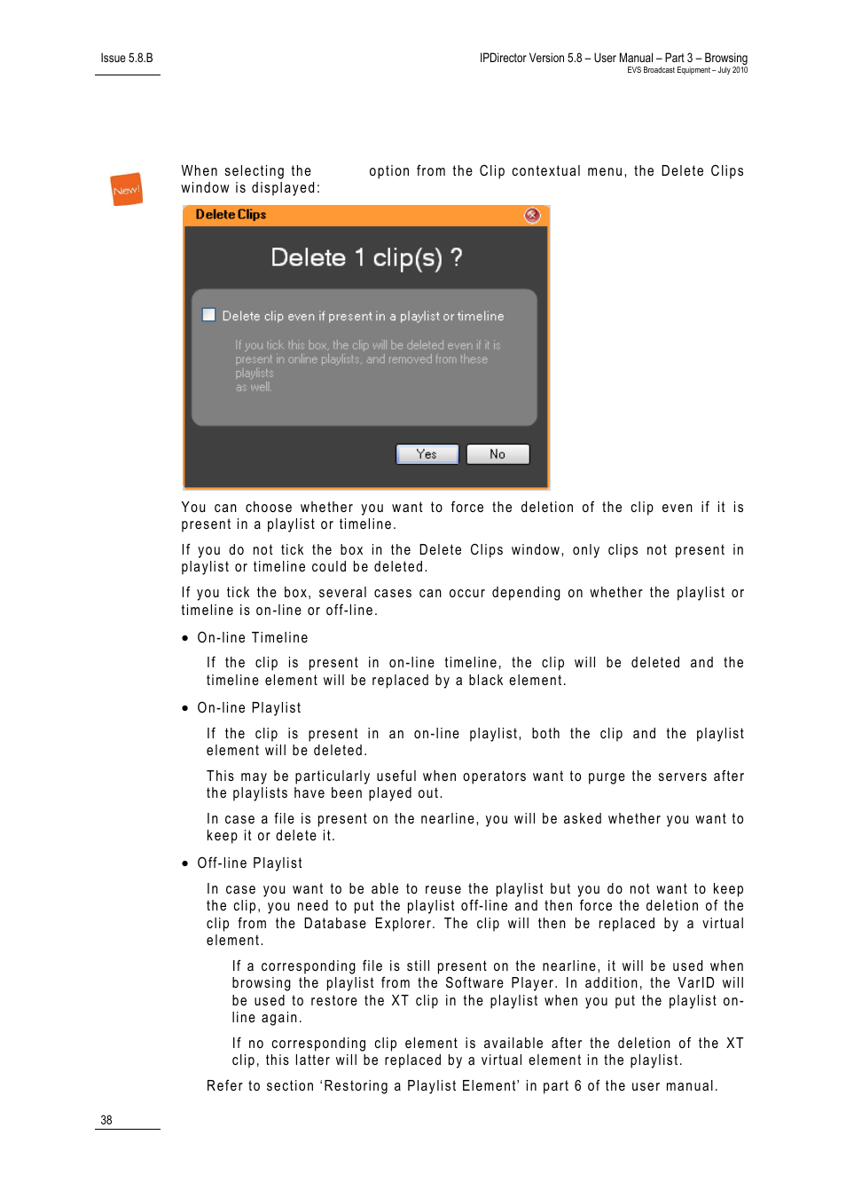 7 deleting a clip, Deleting a clip, 7 ‘deleting a clip | EVS IPDirector Version 5.8 - July 2010 Part 3 User's Manual User Manual | Page 49 / 137