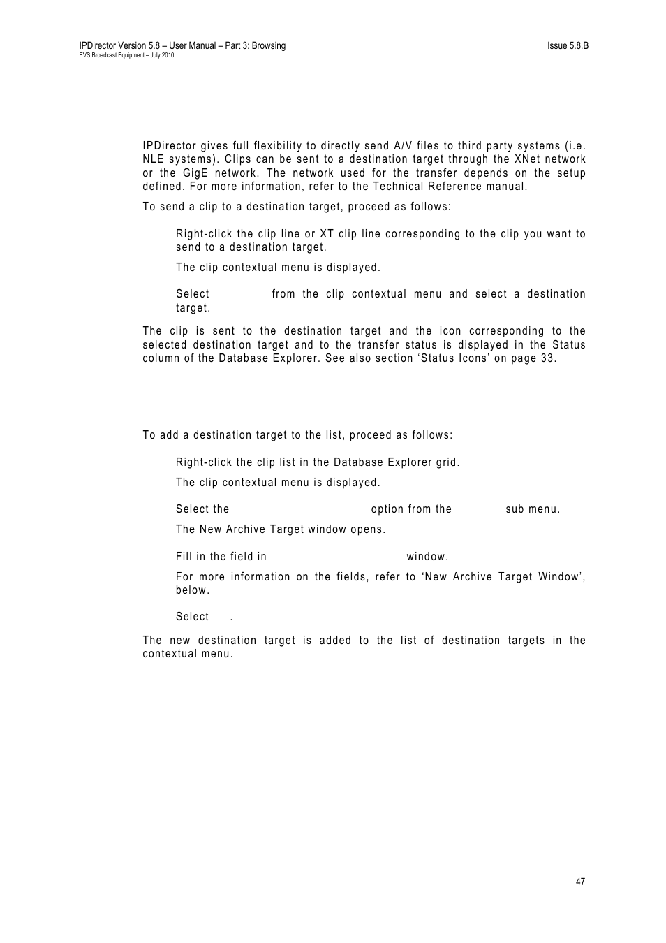 4 how to add a destination target, How to add a destination target | EVS IPDirector Version 5.8 - July 2010 Part 3 User's Manual User Manual | Page 58 / 137