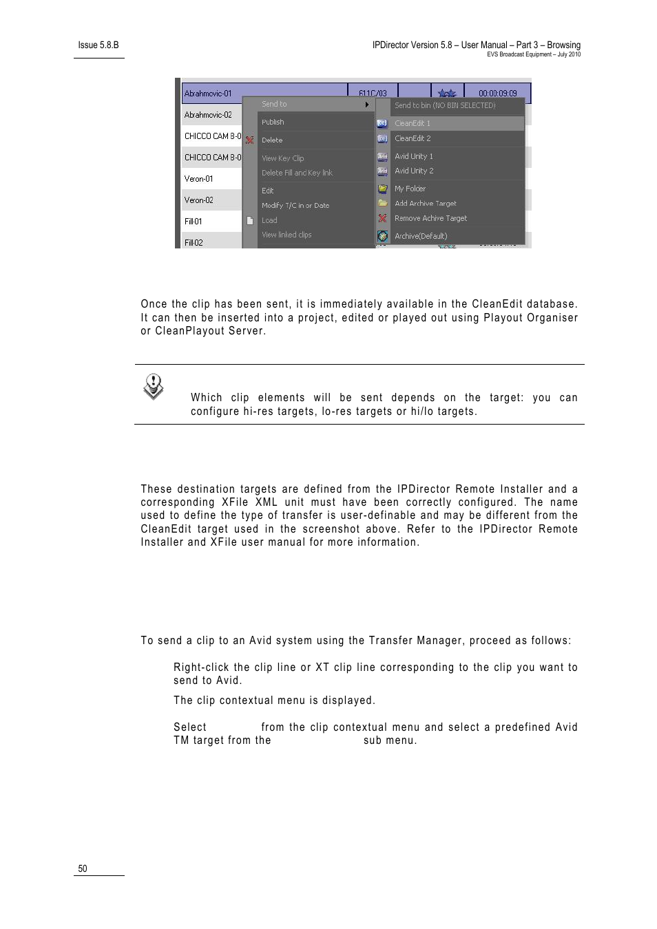 Required configuration, Avid, Ow to | End a, Lip to an, Ystem, Sing the, Ransfer, Anager | EVS IPDirector Version 5.8 - July 2010 Part 3 User's Manual User Manual | Page 61 / 137