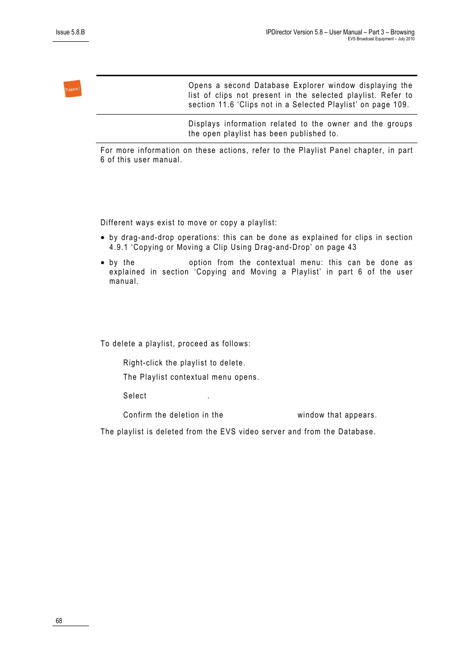 5 copying or moving a playlist, 6 how to delete a playlist, Copying or moving a playlist | How to delete a playlist, 5 up | EVS IPDirector Version 5.8 - July 2010 Part 3 User's Manual User Manual | Page 79 / 137