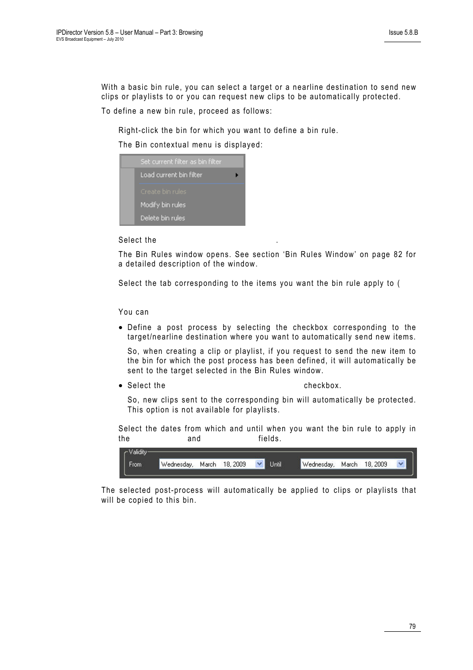 2 how to define a new bin rule, How to define a new bin rule, Ow to | Efine a | EVS IPDirector Version 5.8 - July 2010 Part 3 User's Manual User Manual | Page 90 / 137