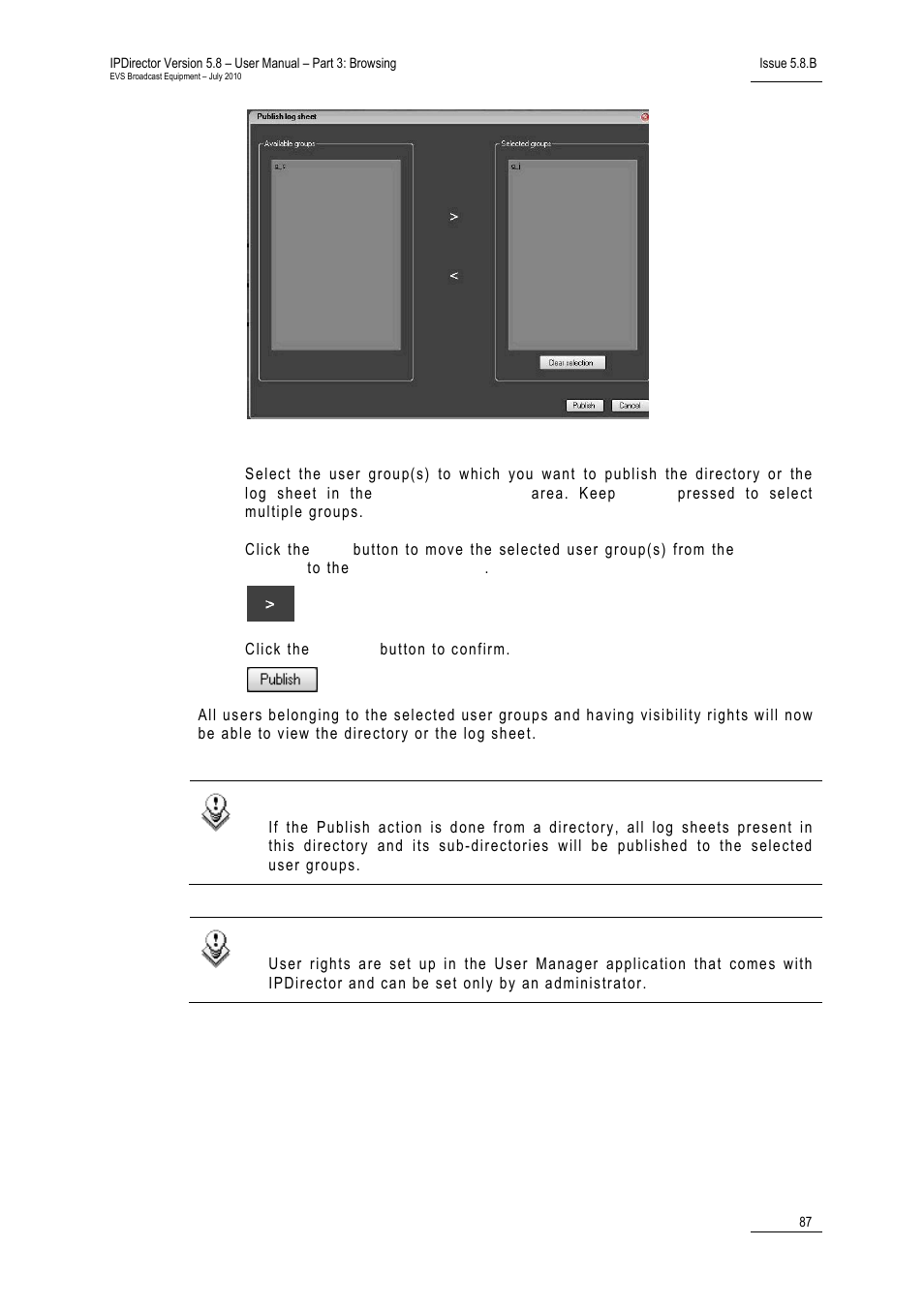 EVS IPDirector Version 5.8 - July 2010 Part 3 User's Manual User Manual | Page 98 / 137