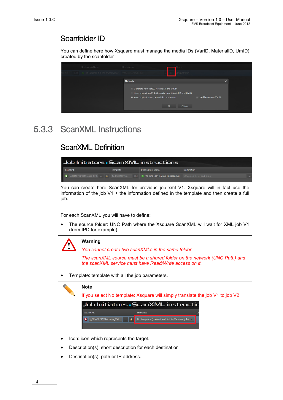 Scanfolder id, 3 scanxml instructions, Scanxml definition | Scanxml instructions | EVS Xsquare Version 1.0 - July 2012 User Manual User Manual | Page 20 / 30
