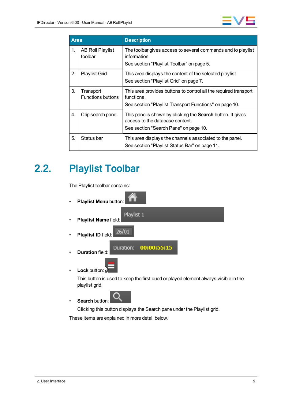 Playlist toolbar | EVS IPDirector Version 6.0 - November 2012 Part 7 User's Manual User Manual | Page 13 / 52
