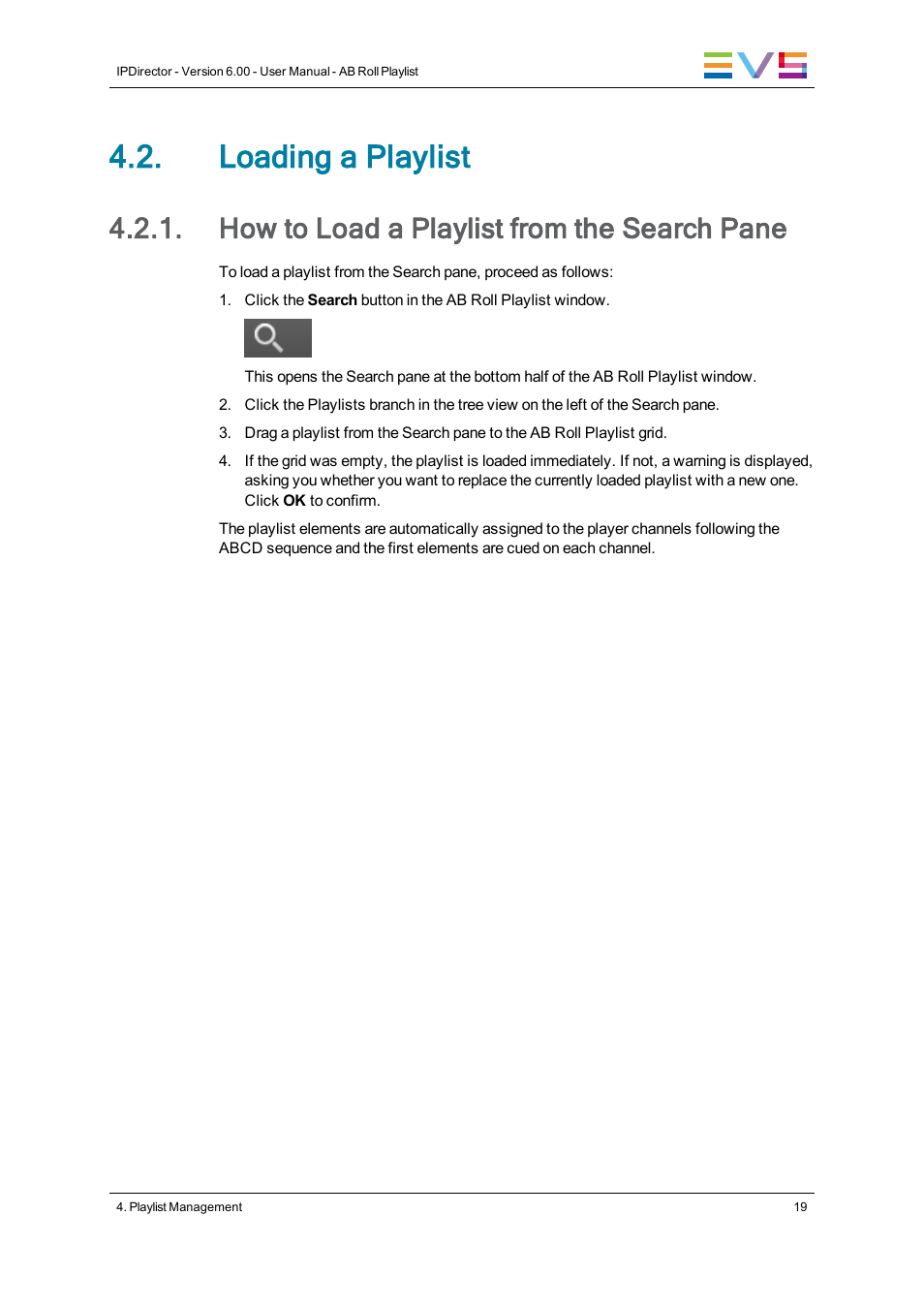 Loading a playlist, How to load a playlist from the search pane | EVS IPDirector Version 6.0 - November 2012 Part 7 User's Manual User Manual | Page 27 / 52