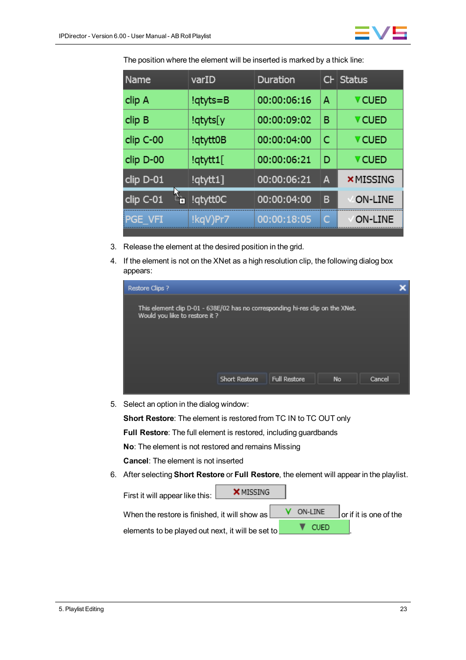 EVS IPDirector Version 6.0 - November 2012 Part 7 User's Manual User Manual | Page 31 / 52