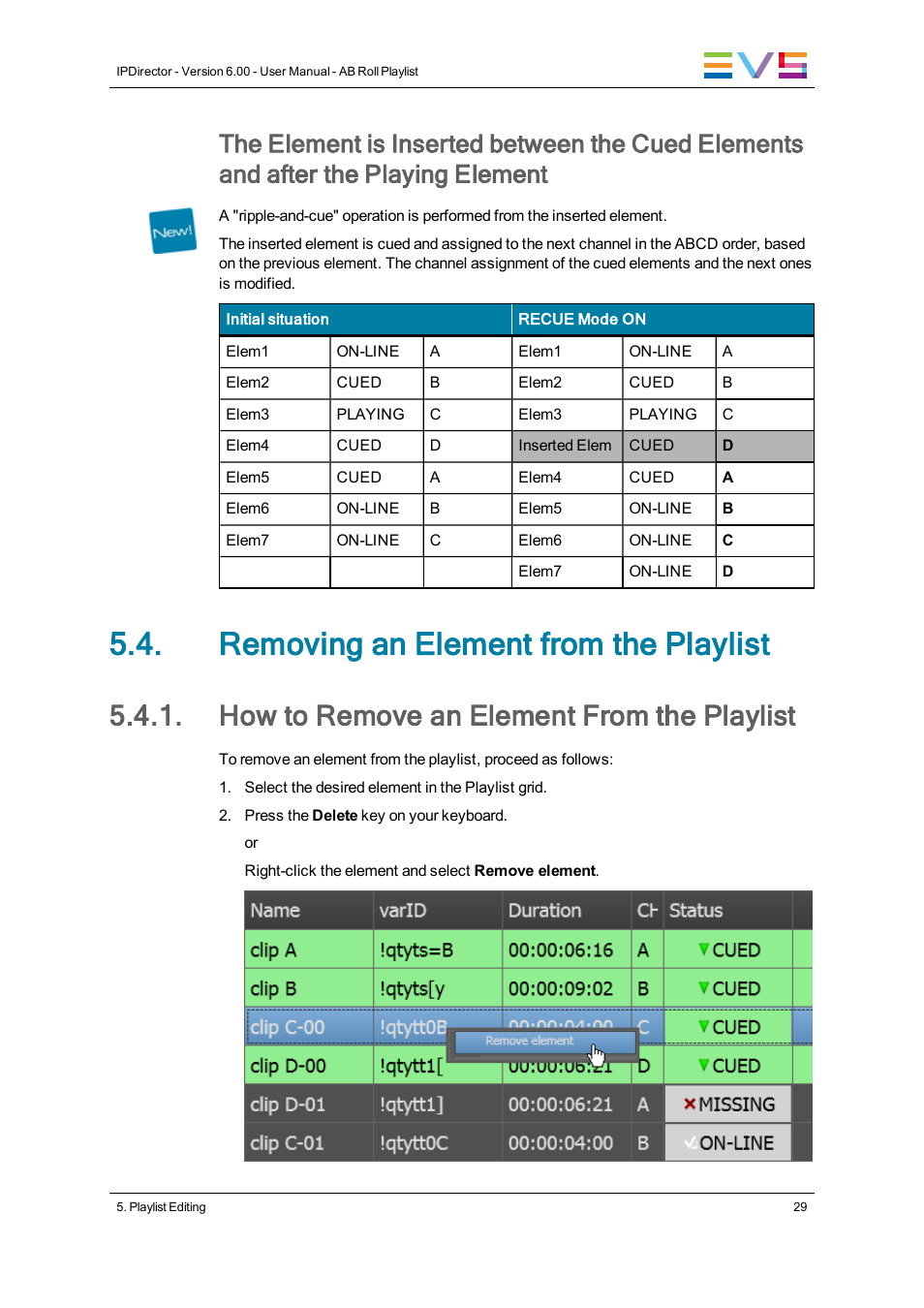 Removing an element from the playlist, How to remove an element from the playlist | EVS IPDirector Version 6.0 - November 2012 Part 7 User's Manual User Manual | Page 37 / 52