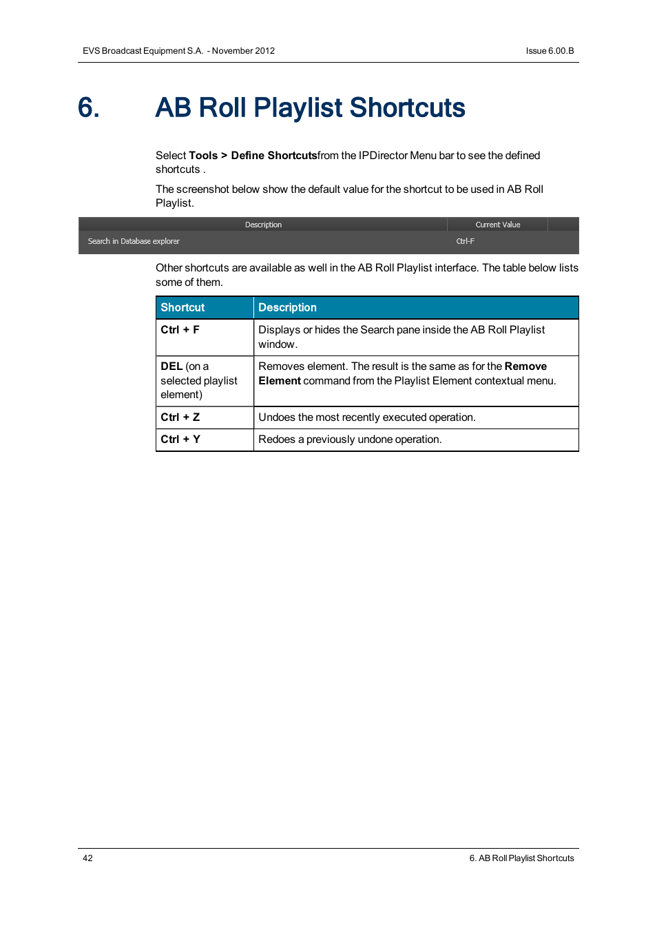 Ab roll playlist shortcuts | EVS IPDirector Version 6.0 - November 2012 Part 7 User's Manual User Manual | Page 50 / 52