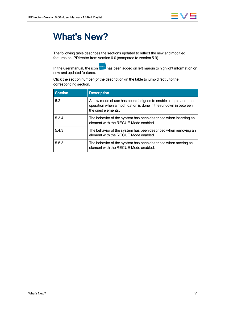 What's new | EVS IPDirector Version 6.0 - November 2012 Part 7 User's Manual User Manual | Page 7 / 52