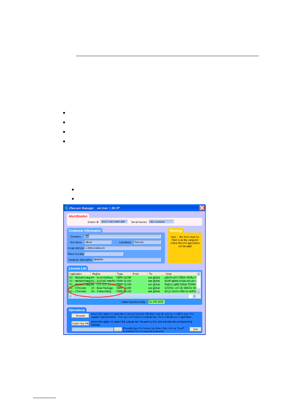 Xsecure management, 1 list of codes, List of codes | EVS XTAccess Version 1.15 - January 2011 User Manual User Manual | Page 15 / 105