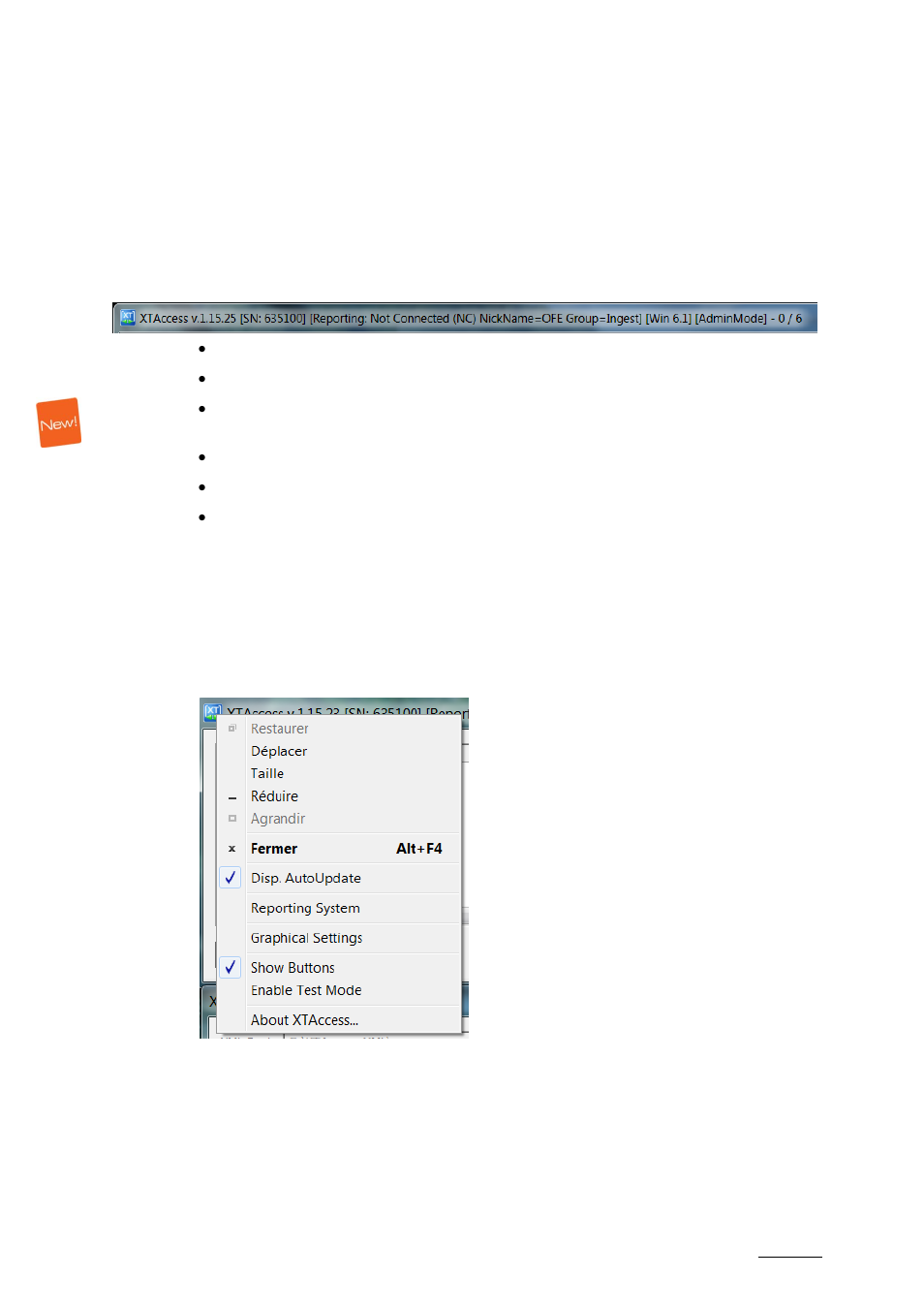 4 application title bar, 1 introduction, 2 configuration menu | Disp. autoupdate, Application title bar, Introduction, Configuration menu, Ntroduction, Onfiguration | EVS XTAccess Version 1.15 - January 2011 User Manual User Manual | Page 20 / 105