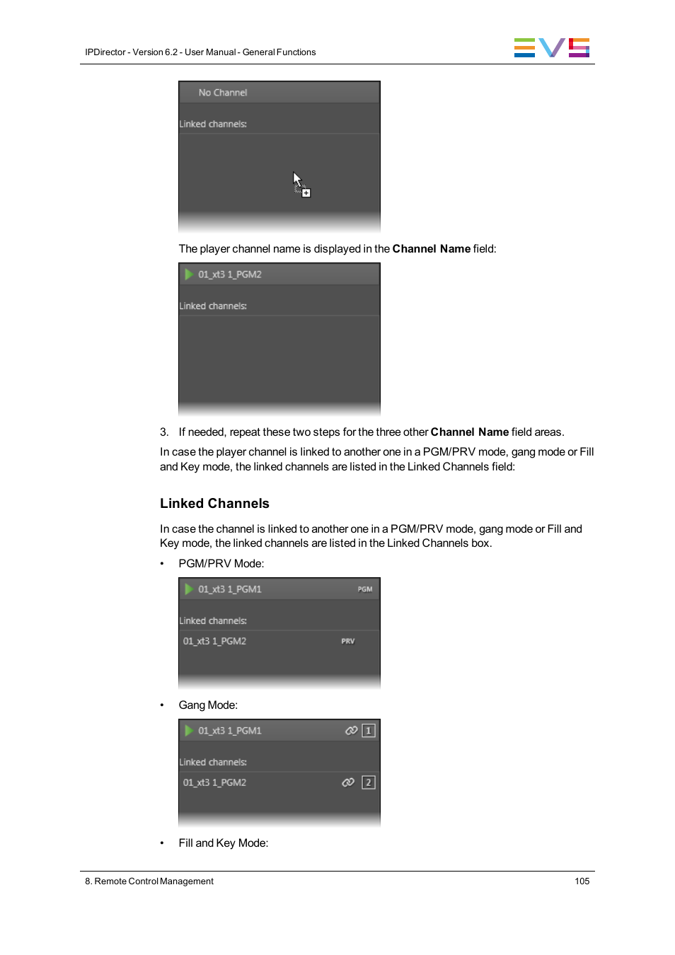 Linked channels | EVS IPDirector Version 6.2 - June 2013 GENERAL FUNCTIONS User Manual User Manual | Page 117 / 174