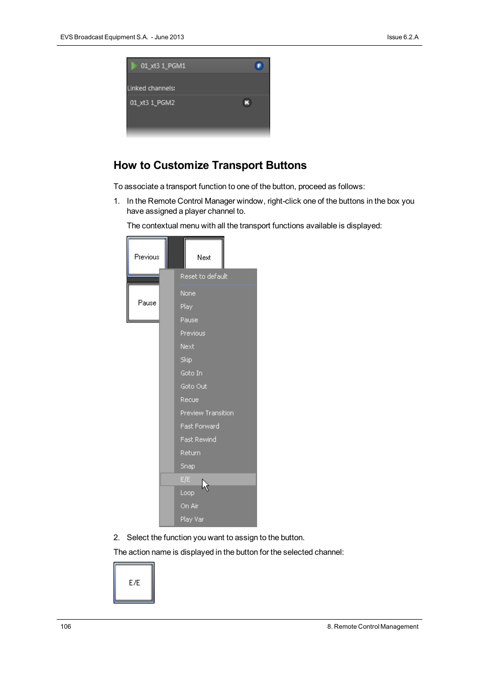 How to customize transport buttons | EVS IPDirector Version 6.2 - June 2013 GENERAL FUNCTIONS User Manual User Manual | Page 118 / 174