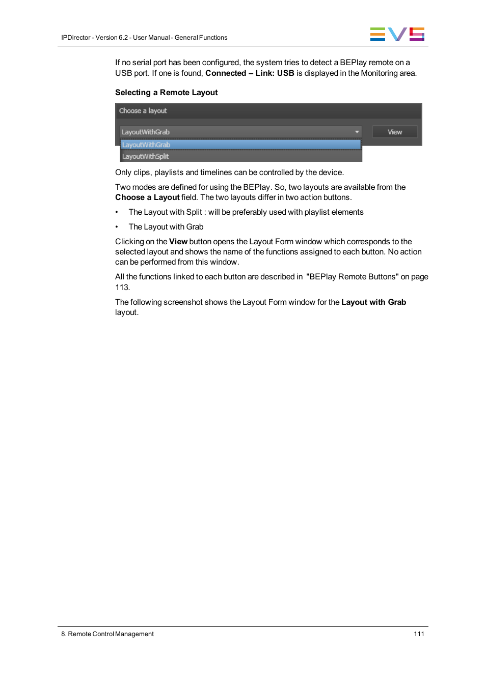 EVS IPDirector Version 6.2 - June 2013 GENERAL FUNCTIONS User Manual User Manual | Page 123 / 174