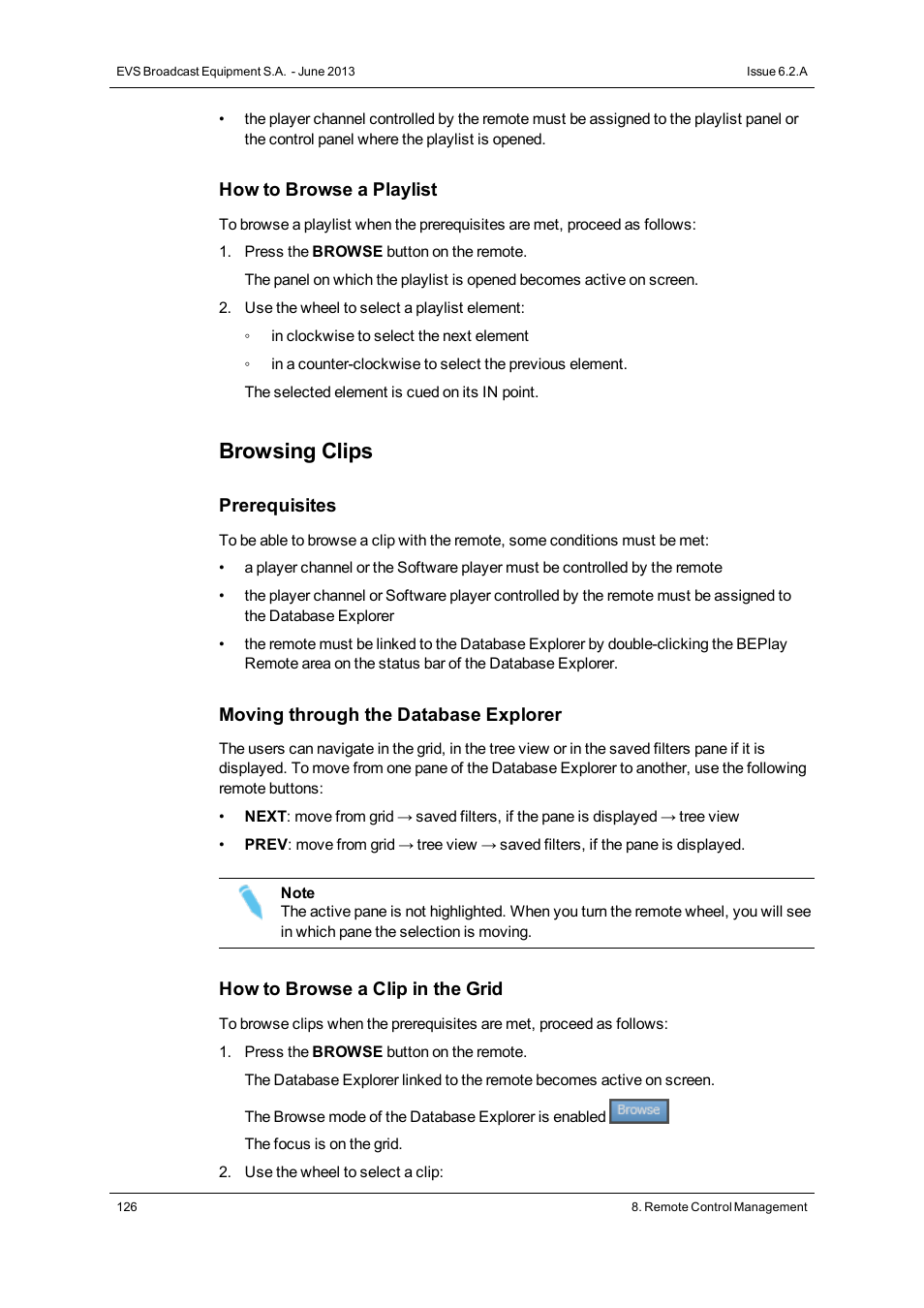 Browsing clips | EVS IPDirector Version 6.2 - June 2013 GENERAL FUNCTIONS User Manual User Manual | Page 138 / 174