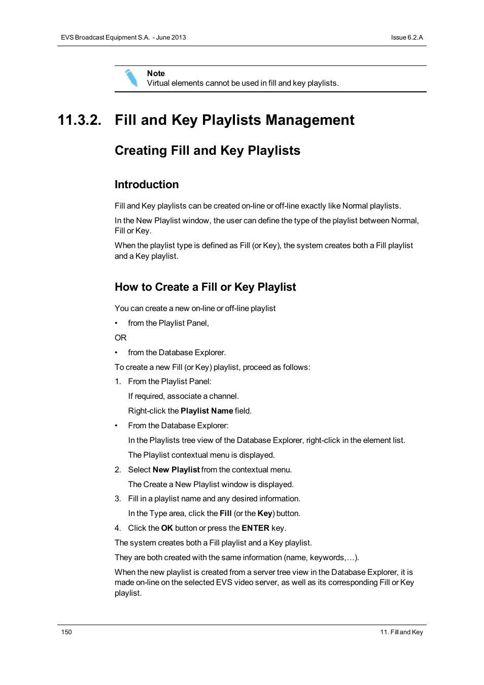 Fill and key playlists management, Creating fill and key playlists, Introduction | How to create a fill or key playlist | EVS IPDirector Version 6.2 - June 2013 GENERAL FUNCTIONS User Manual User Manual | Page 162 / 174