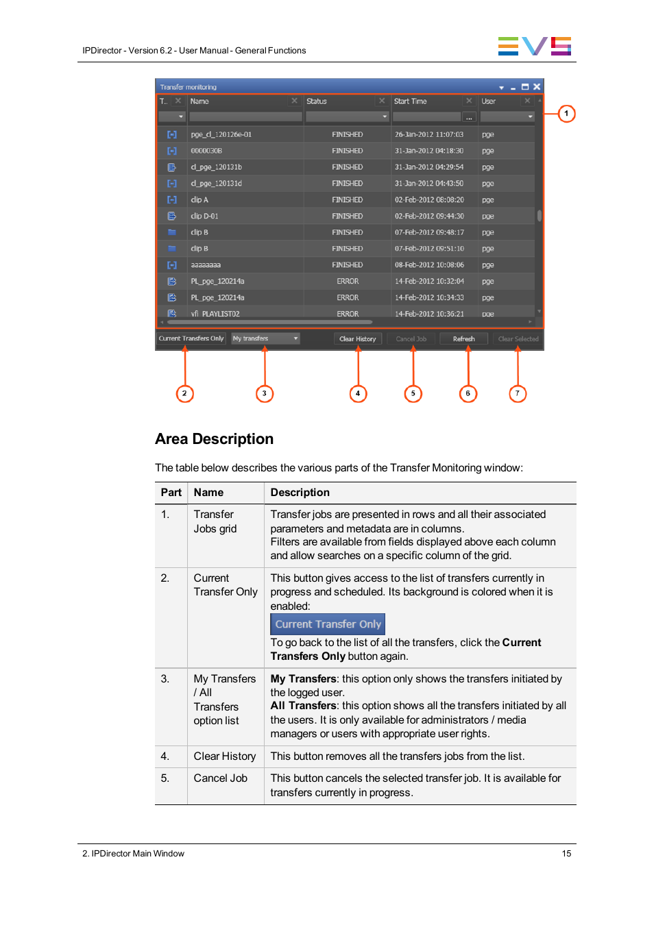 Area description | EVS IPDirector Version 6.2 - June 2013 GENERAL FUNCTIONS User Manual User Manual | Page 27 / 174