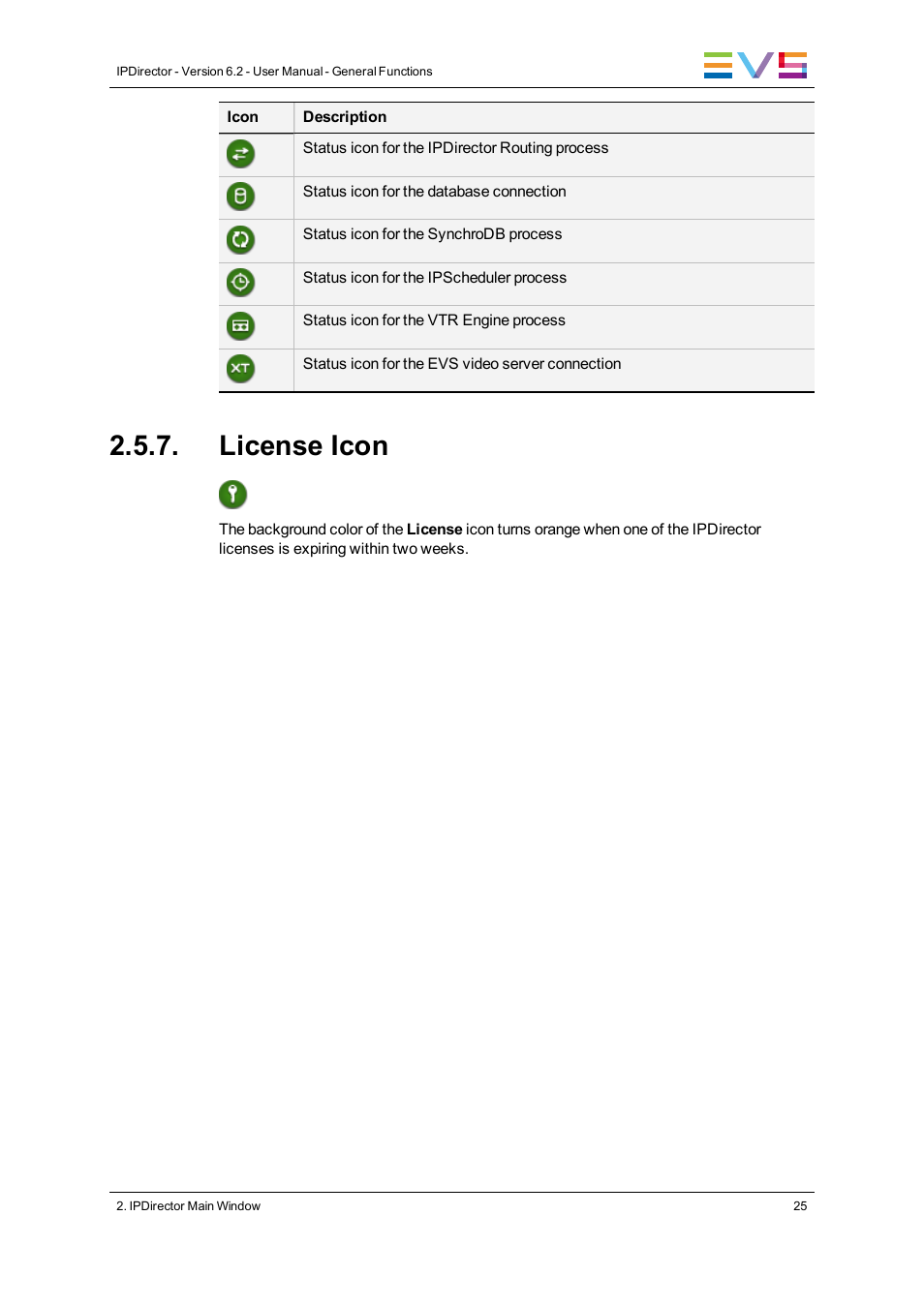 License icon | EVS IPDirector Version 6.2 - June 2013 GENERAL FUNCTIONS User Manual User Manual | Page 37 / 174