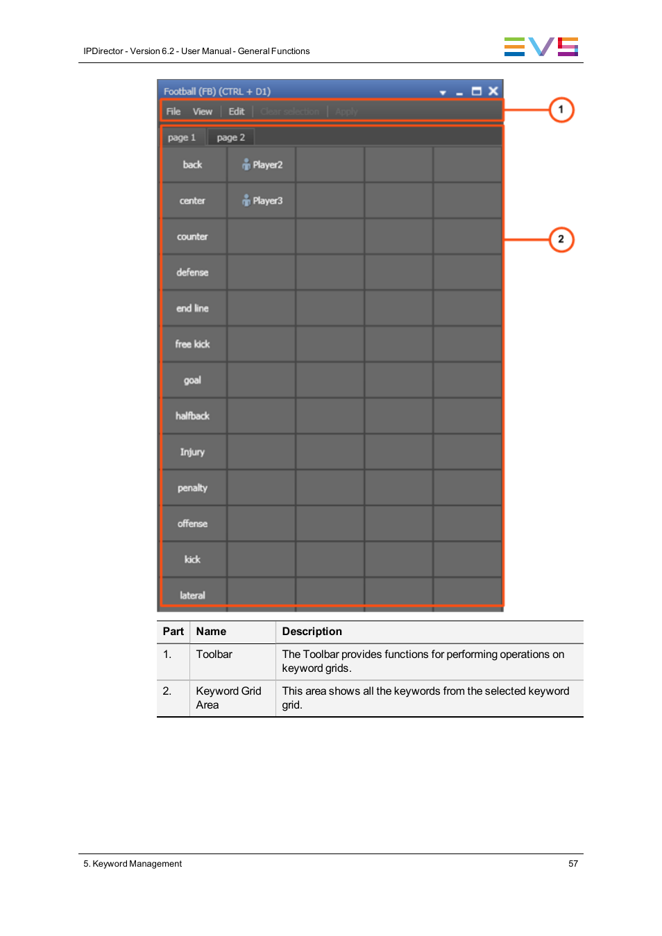 EVS IPDirector Version 6.2 - June 2013 GENERAL FUNCTIONS User Manual User Manual | Page 69 / 174