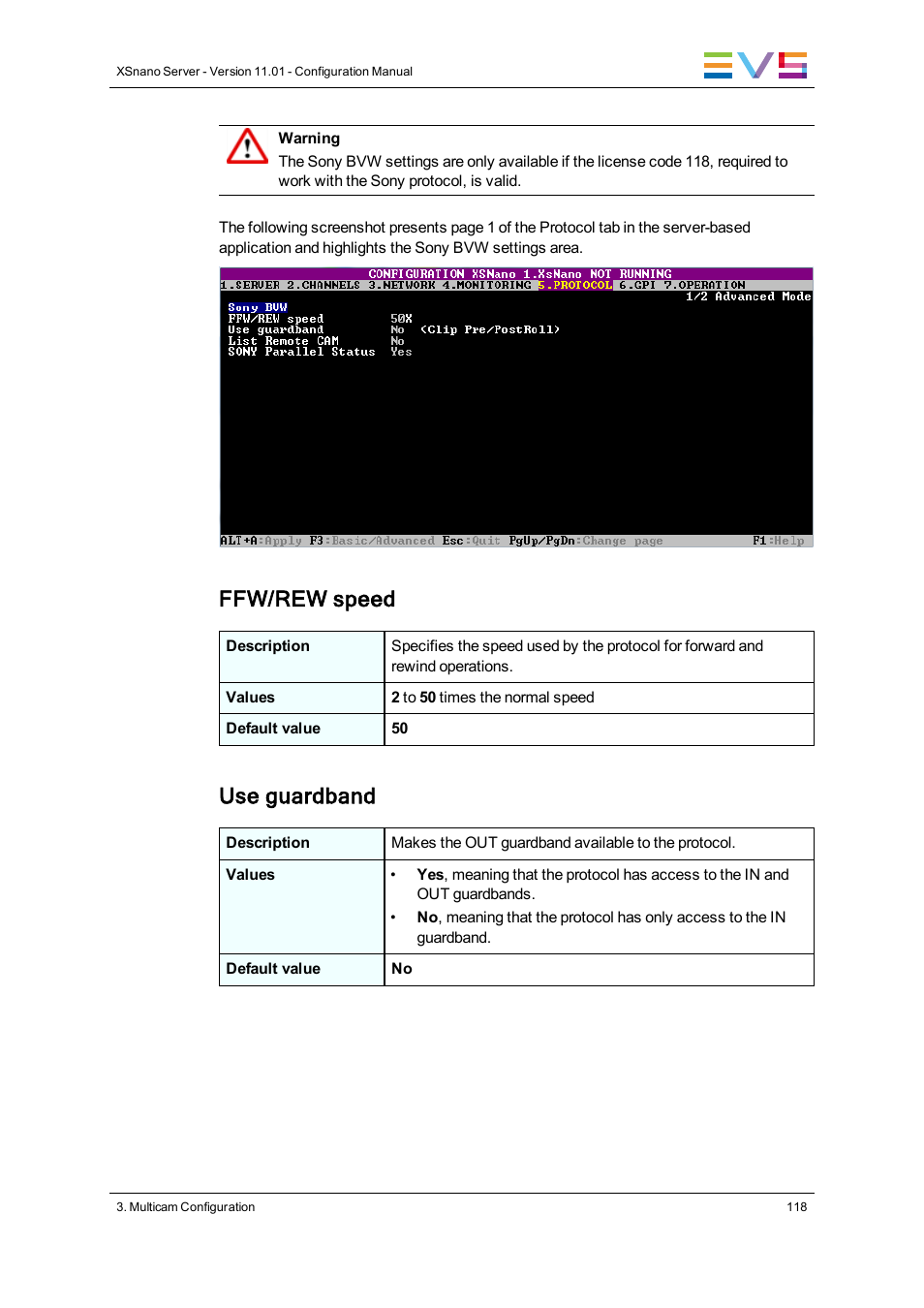 Ffw/rew speed, Use guardband | EVS XSnano Version 11.01 - November 2012 Configuration Manual User Manual | Page 128 / 168