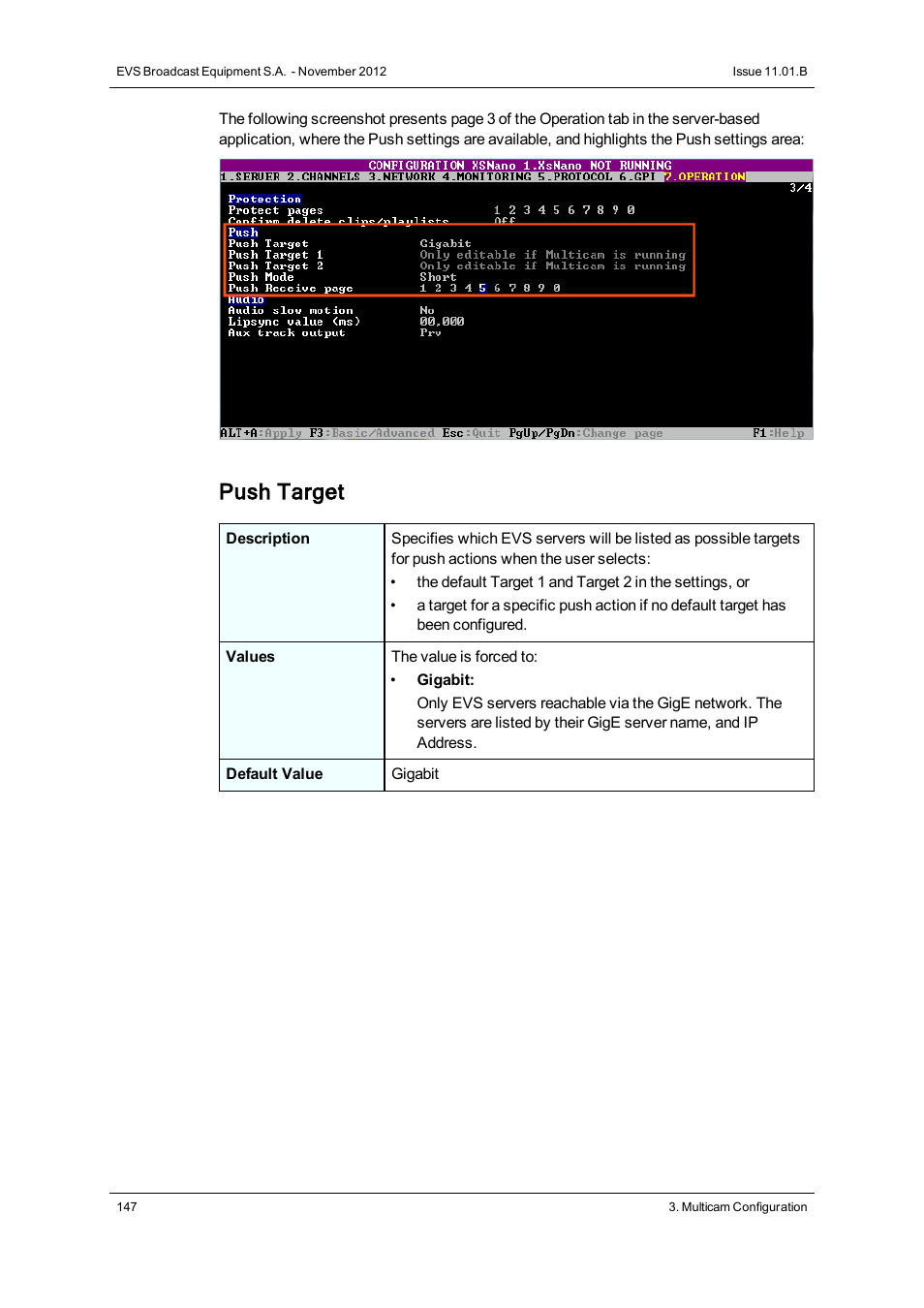 Push target | EVS XSnano Version 11.01 - November 2012 Configuration Manual User Manual | Page 157 / 168