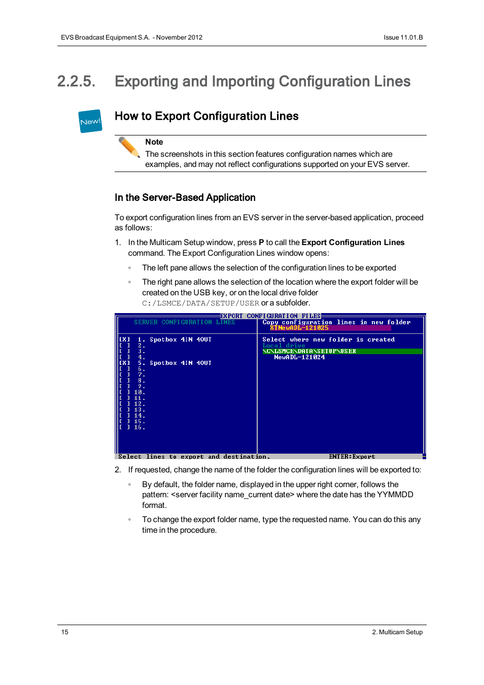 Exporting and importing configuration lines, Import/export configuration lines, How to export configuration lines | EVS XSnano Version 11.01 - November 2012 Configuration Manual User Manual | Page 25 / 168